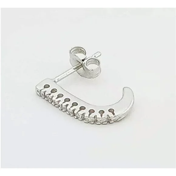 Genuine Diamond Dangling Single Earring 14k White Gold